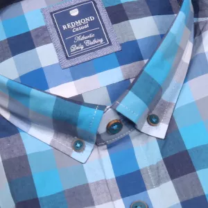 Chemise manche longue carreaux turquoise, bleu et blanc 3XL et 5XL-5XL