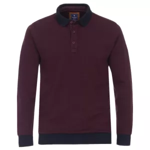 Sweat col polo manche longue bordeaux de 3XL à 6XL-3XL