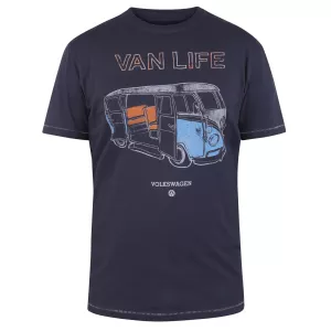 T-shirt VW Van Life D555 bleu marine