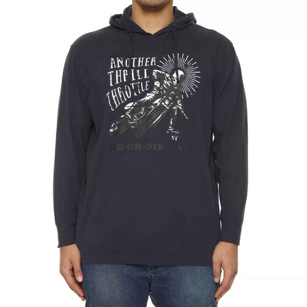 T-shirt manche longue à capuche bleu marine 4XL et 5XL-5XL