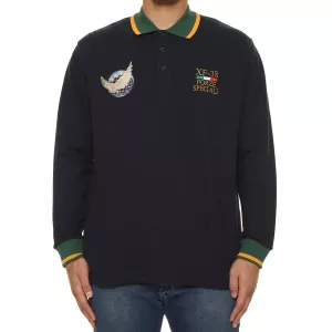 Polo piquet manche longue bleu marine de 3XL à 8XL