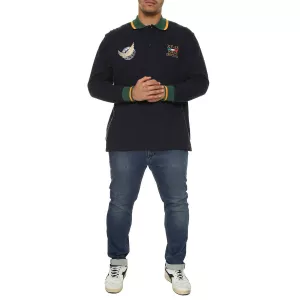 Polo piquet manche longue bleu marine de 3XL à 8XL-5XL