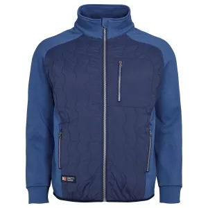 Sweat blouson bi-matière bleu zippé