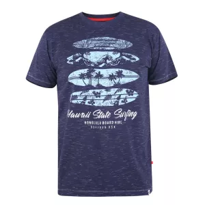 T-shirt surf Mélange de bleu marine D555 Hawaii