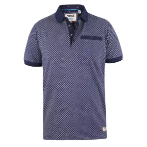 Polo D555 petit motif bleu marine-7XL