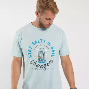 T-shirt Stay Salty & Sail Voyagers bleu clair-7XL