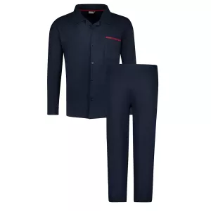 Pyjama boutonné bleu marine coton-8XL