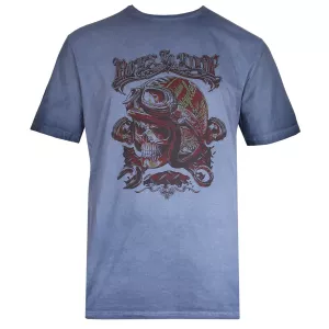 T-shirt biker délavé bleu denim-3XL