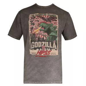 T-shirt Godzilla gris anthracite délavé