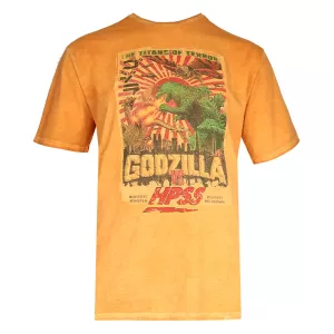 T-shirt Godzilla ocre délavé-3XL