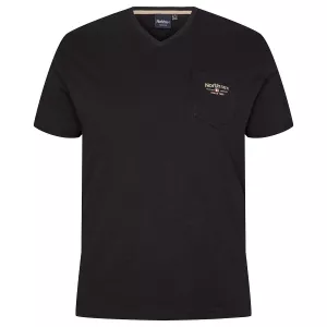 T-shirt col V noir avec poche poitrine-8XL