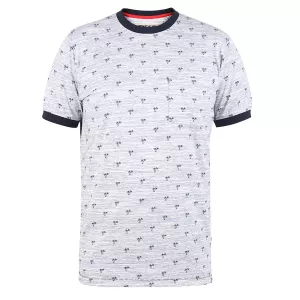 T-shirt D555 à palmiers bleu clair à rayure-3XL