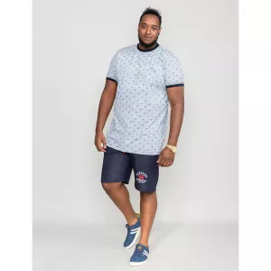T-shirt D555 à palmiers bleu clair à rayure-5XL