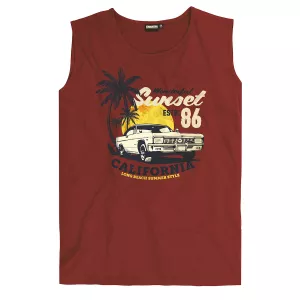 Tee-shirt sans manche bordeaux Sunset California