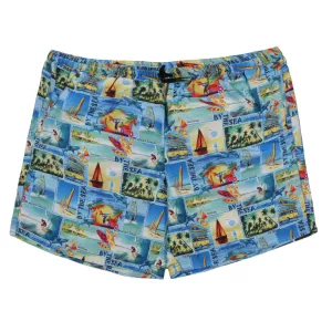 Short de bain motif bleu clair séchage rapide