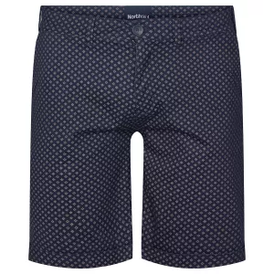 Bermuda chino imprimé stretch bleu marine