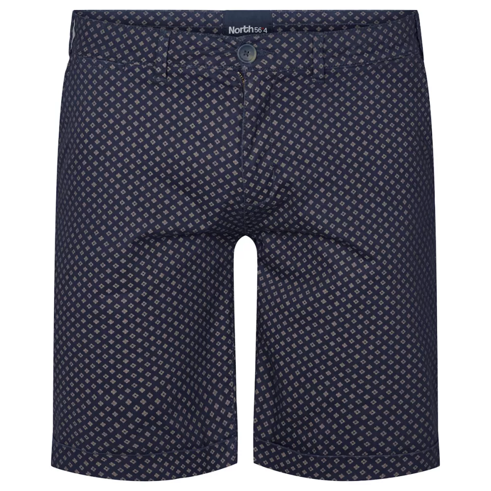 Bermuda chino imprimé stretch bleu marine-P56