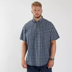 Chemise décontractée à carreaux bleu marine et blanc-2XL