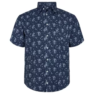 Chemise manche courte lin Fleur Bleu de 2XL à 8XL