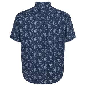 Chemise manche courte lin Fleur Bleu de 2XL à 8XL-3XL