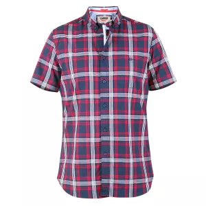 Chemise à carreaux marine bordeaux blanc col boutonné -4XL