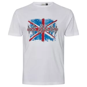 T-shirt Def Leppard blanc jersey flammé