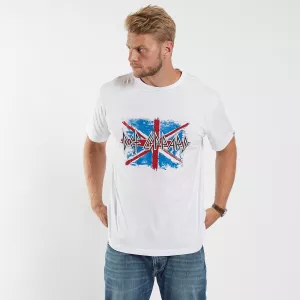 T-shirt Def Leppard blanc jersey flammé-3XL