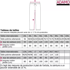 Pantalon de jogging fitness microfibre noir de 2XL à 14XL-6XL