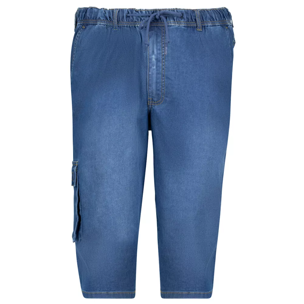 Jogging jeans pantacourt bleu délavé hyperstretch-5XL