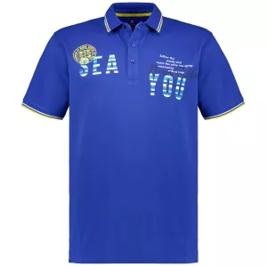 Polo piqué imprimé Sea You bleu