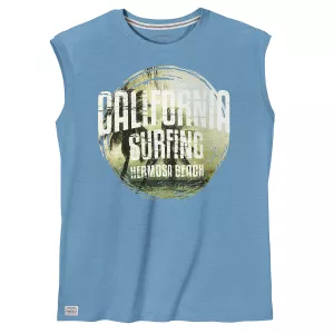 Débardeur California Surfing bleu clair esprit rétro