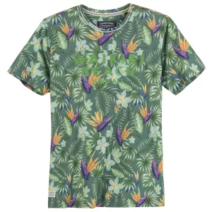 T-shirt Waikiki Beach vert imprimé tropical