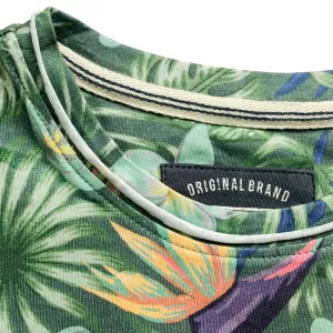 T-shirt Waikiki Beach vert imprimé tropical-7XL