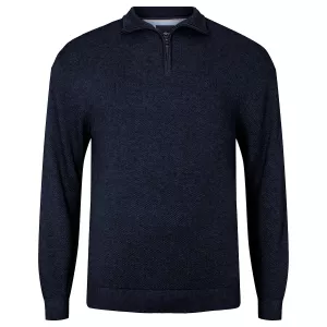 Pull grande taille col zippé bleu marine 3XL à 5XL-3XL