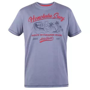 T-shirt D555 bleu motif Honolulu Surf
