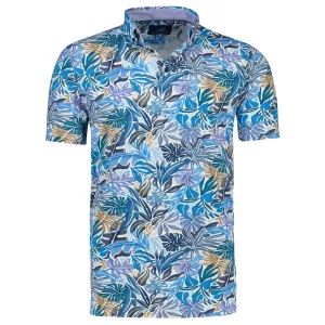 Polo col chemise Eden Valley floral bleu-2XL