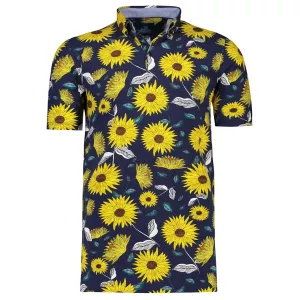 Polo col chemise Eden Valley floral bleu marine