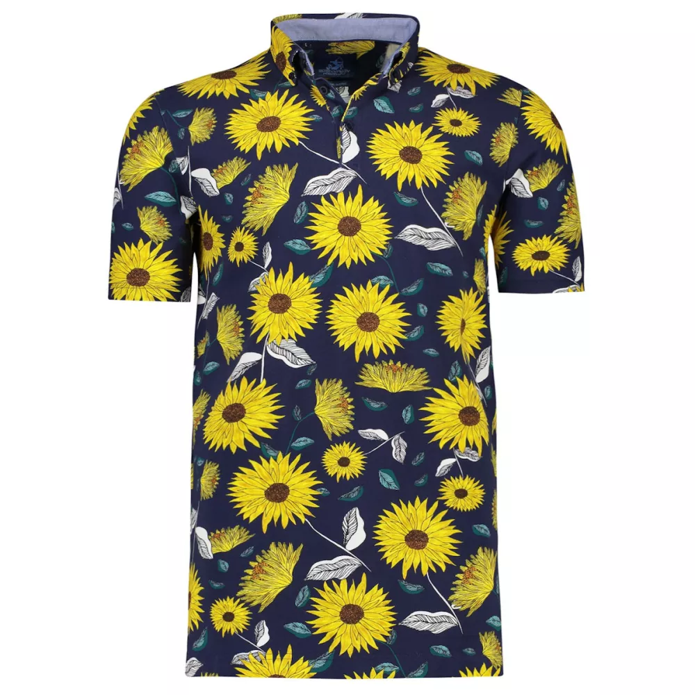 Polo col chemise bleu marine manche courte de 2XL à 6XL-3XL