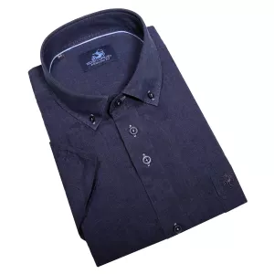Chemise en lin bleu marine manche courte de 2XL à 6XL
