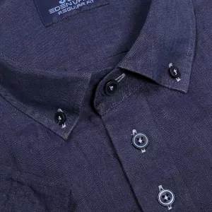 Chemise Eden Valley lin unie bleu marine-4XL