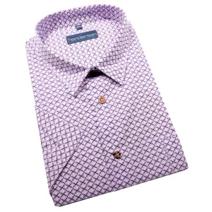 Chemise manches courtes blanche motif lila-2XL