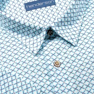 Chemise manches courtes blanche motif turquoise-2XL