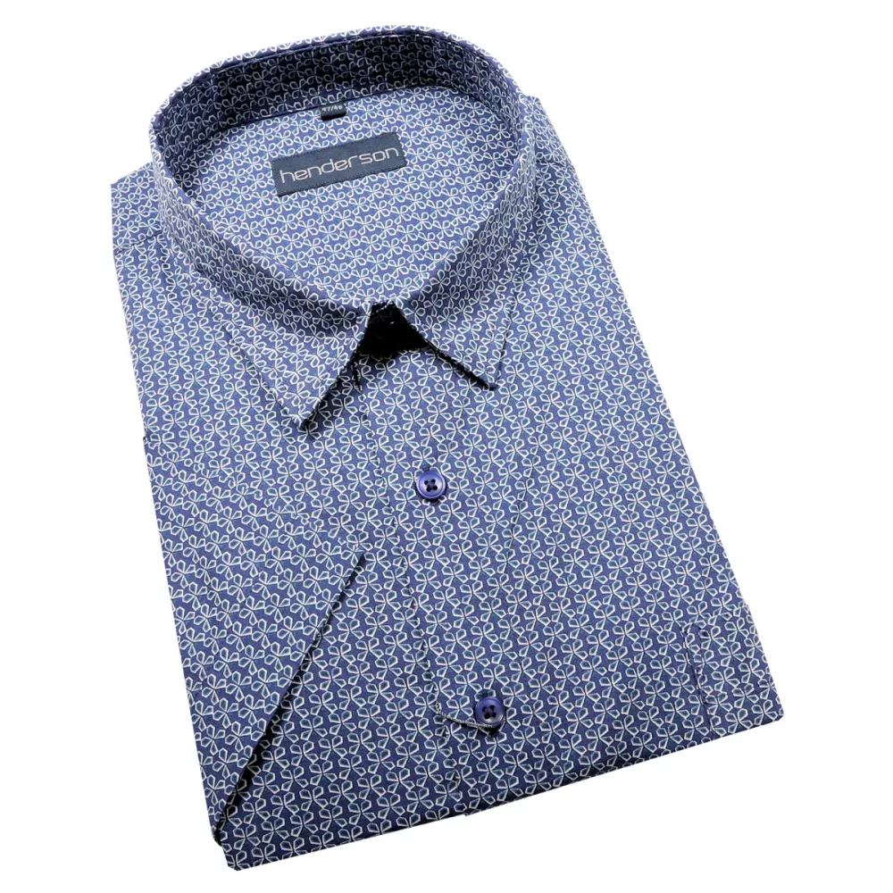 Chemise manche courte marine motif vert de 2XL à 5XL-2XL