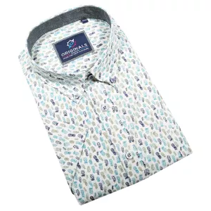 Chemise imprimée motifs ananas blanche-4XL