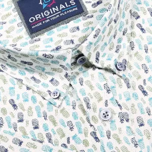 Chemise imprimée motifs ananas blanche-4XL