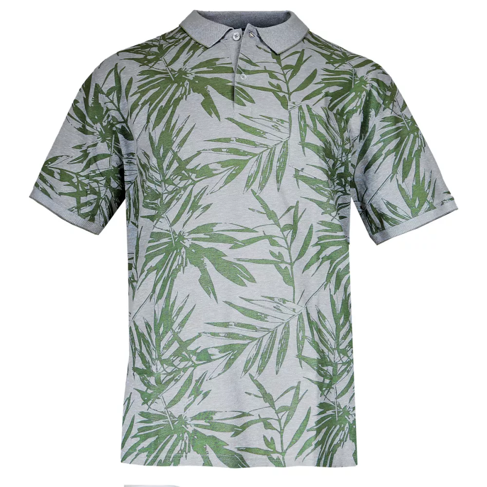 Polo manches courtes Mélange de vert feuilles palmier-5XL
