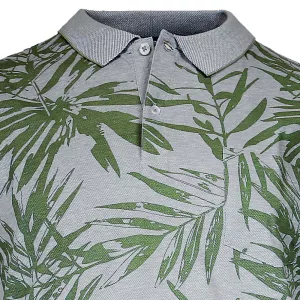 Polo manches courtes Mélange de vert feuilles palmier-4XL