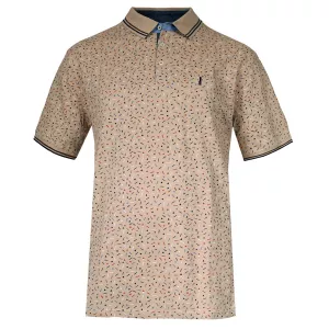 Polo manches courtes Beige  petits motifs chic