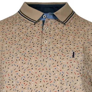 Polo manches courtes Beige  petits motifs chic-4XL