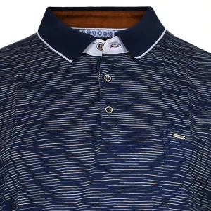 Polo manches courtes bleu marine motif ligne-3XL